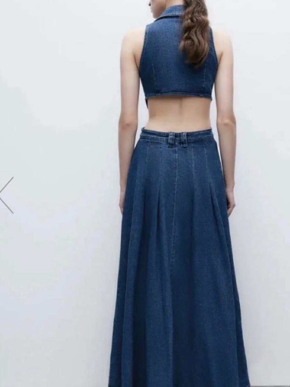 Urban revivo Cutout Denim Maxi Jeans Dress - Blue - Picture 2 of 7